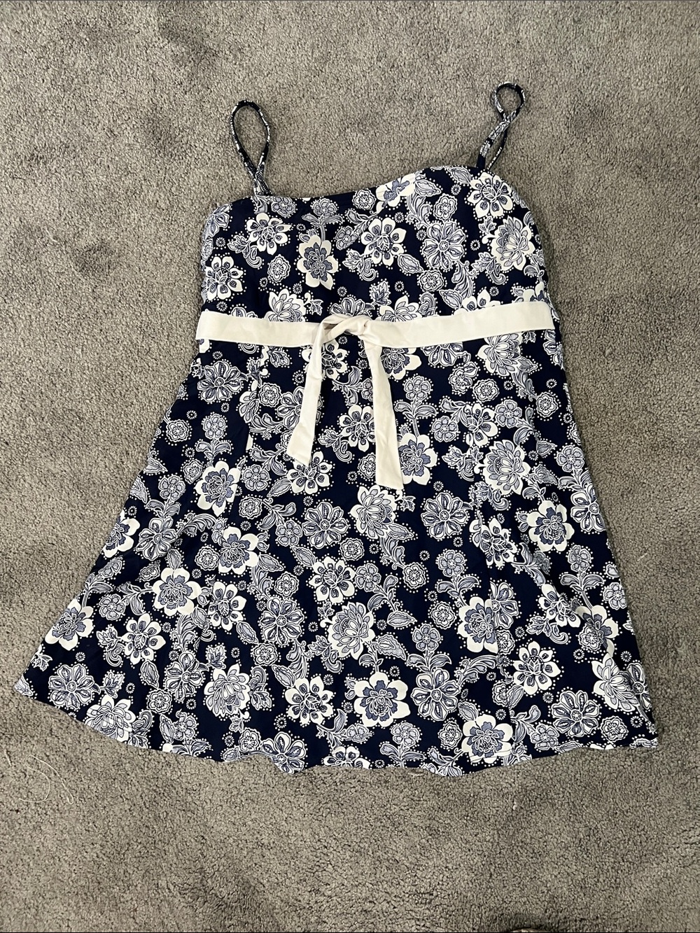 Navy Floral Spaghetti swim dress